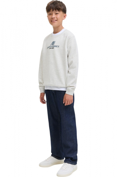 Bluza JACK &JONES Tier Print Crew SN JNR - 12284002-White Melange [5]
