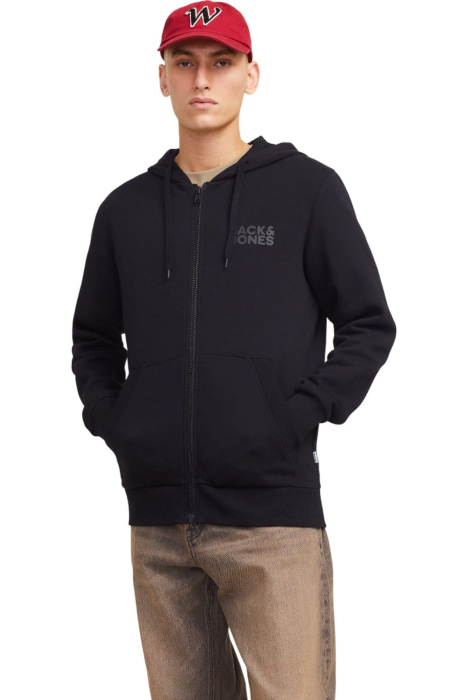 Hanorac JACK &JONES Corp Logo Small Print Zip Hood - 12265177-Black [1]