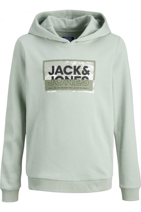 Hanorac JACK JONES Logan Print Hood JNR - 12254120-Aqua Gray