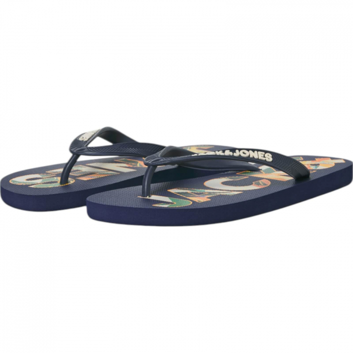 Slapi JACK &JONES Logo Palm Print - 12230642-Medieval Blue [4]