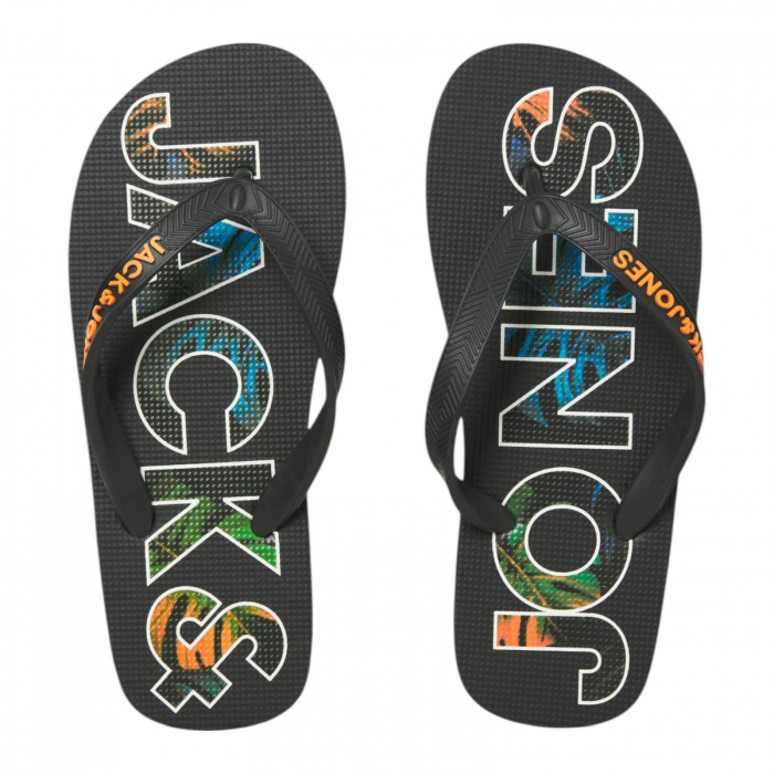 Slapi JACK JONES Logo Palm Print JNR - 12236507-Anthracite