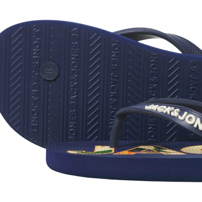 Slapi JACK &JONES Logo Palm Print JNR - 12236507-Medieval Blue [4]