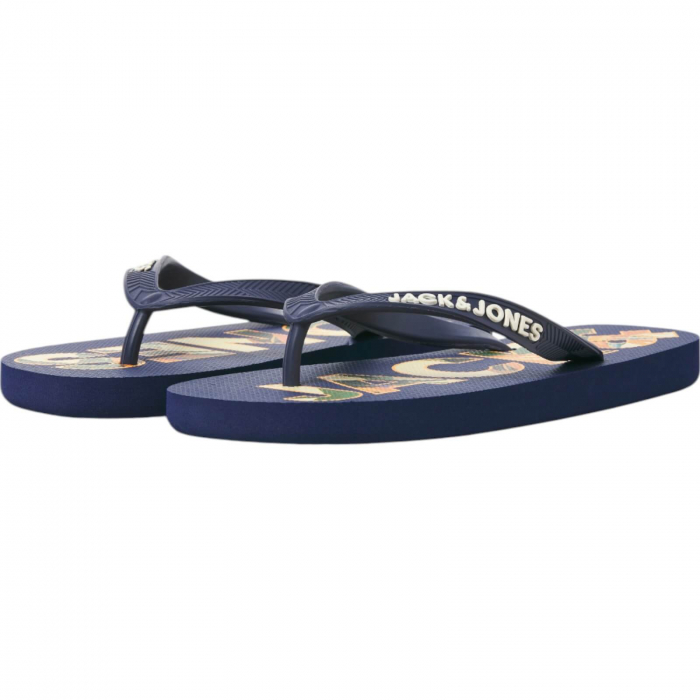 Slapi JACK &JONES Logo Palm Print JNR - 12236507-Medieval Blue [3]
