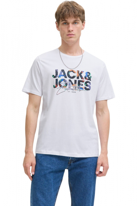 Tricou JACK &JONES Geplas Crew - 12278523-White [1]