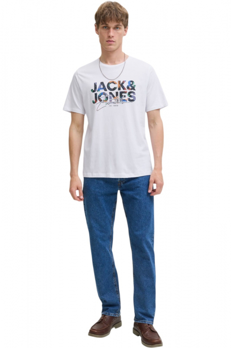 Tricou JACK &JONES Geplas Crew - 12278523-White [4]
