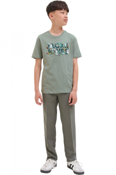 Tricou JACK &JONES Geplas Crew JNR - 12279670-Iceberg Green [5]