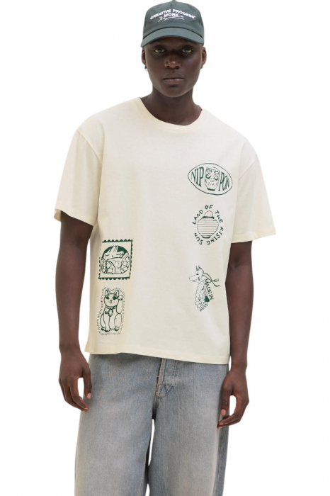 Tricou JACK JONES Japan Crew SS25 - 12291125-Egret