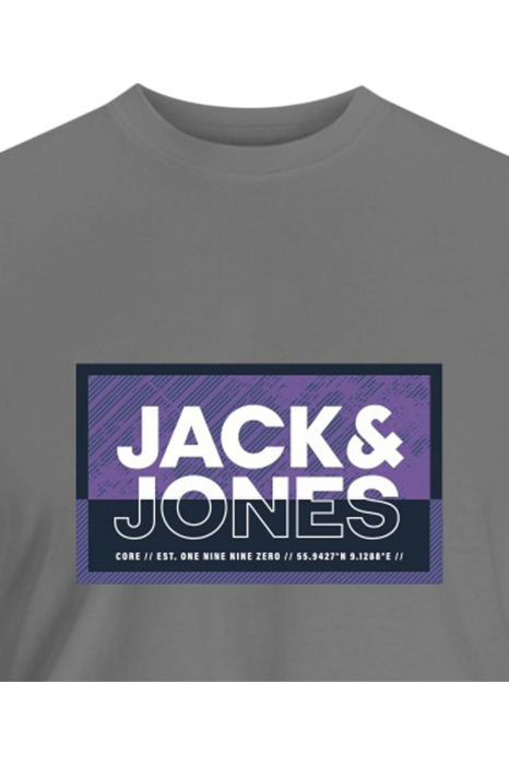 Tricou JACK &JONES Logan Summer Print - 12283825-Gray Flannel [2]
