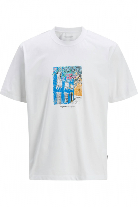 Tricou JACK JONES Paros Graphics Front - 12273494-Bright White