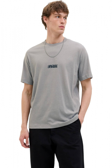 Tricou JACK JONES Sago Logo Slub - 12276524-Gray Flannel
