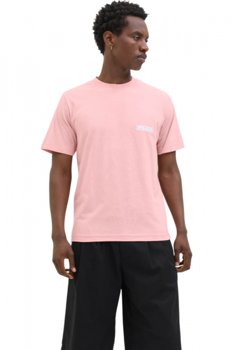Tricou JACK JONES Sago Logo Slub - 12276524-Pink Icing