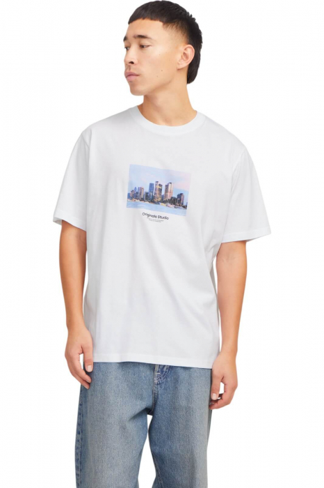 Tricou JACK JONES Vesterbro Picture SS25 - 12250421-Bright White