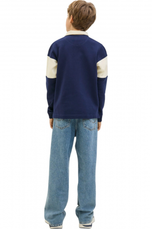 Bluza JACK &JONES Norrebro Blocking Sweat Polo JNR - 12284371-Ocean Cavern [1]