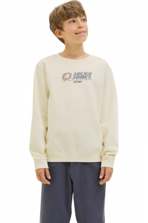 ÎMBRĂCĂMINTE - Bluza JACK &JONES Tier Print Crew SN JNR - 12284002-Sweet Corn
