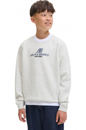 ÎMBRĂCĂMINTE - Bluza JACK &JONES Tier Print Crew SN JNR - 12284002-White Melange
