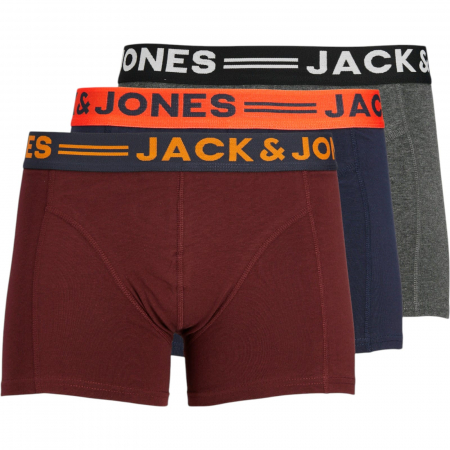 LENJERIE - Boxeri JACK &JONES Clichfield 3 perechi - 12113943-Burgundy