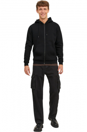 Hanorac JACK &JONES Bradley Sweat Zip Hood - 12249342-Black [5]