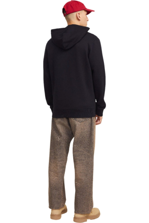 Hanorac JACK &JONES Corp Logo Small Print Zip Hood - 12265177-Black [1]