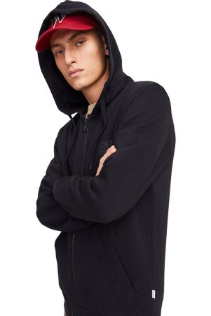 Hanorac JACK &JONES Corp Logo Small Print Zip Hood - 12265177-Black [4]