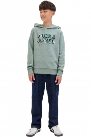 Hanorac JACK &JONES Geplas Sweat Hood JNR - 12279602-Iceberg Green [4]