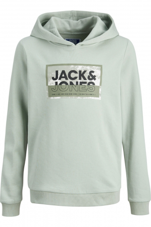 ÎMBRĂCĂMINTE - Hanorac JACK &JONES Logan Print Hood JNR - 12254120-Aqua Gray