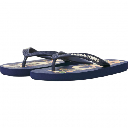 Slapi JACK &JONES Logo Palm Print JNR - 12236507-Medieval Blue [2]