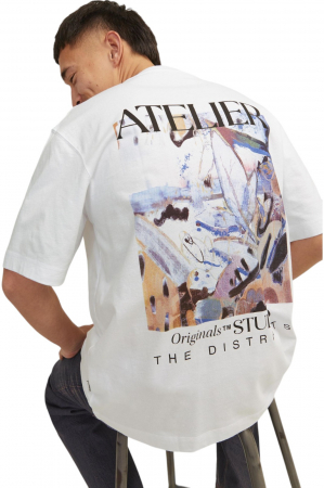 Tricou JACK &JONES Brooklyn Graphic Back - 12262503-Bright White [4]