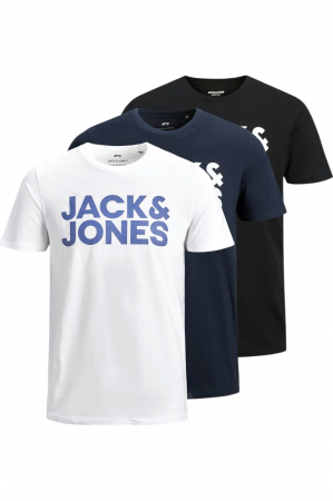 ÎMBRĂCĂMINTE - Tricou JACK &JONES Corp Logo LP Multipack - 3 tricouri - 12191762-White