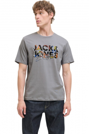 BĂRBAŢI - Tricou JACK &JONES Geplas Crew - 12278523-Ultimate Grey