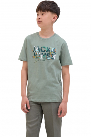 ÎMBRĂCĂMINTE - Tricou JACK &JONES Geplas Crew JNR - 12279670-Iceberg Green