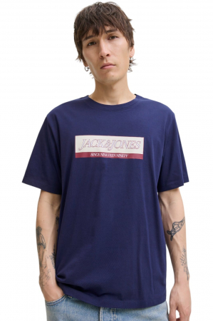 Tricou JACK &JONES Inwood Block Branding - 12283628-Ocean Cavern [2]