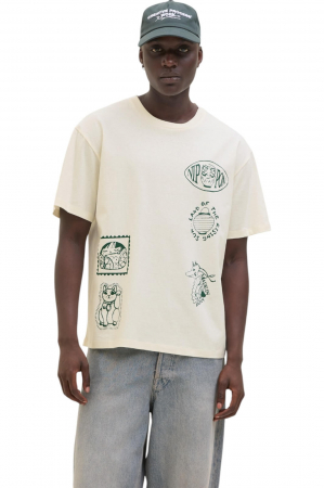 ÎMBRĂCĂMINTE - Tricou JACK &JONES Japan Crew SS25 - 12291125-Egret
