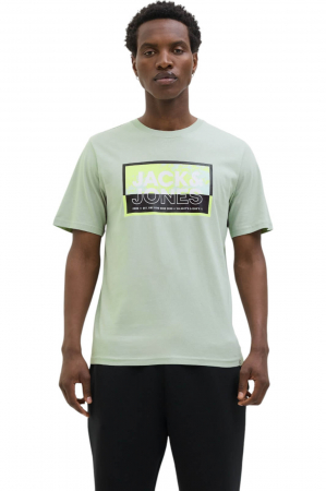 BĂRBAŢI - Tricou JACK &JONES Logan Summer Print - 12283825-Aqua Gray