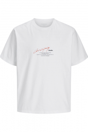 TRICOURI - Tricou JACK &JONES Manchester Script - 12273373-Bright White