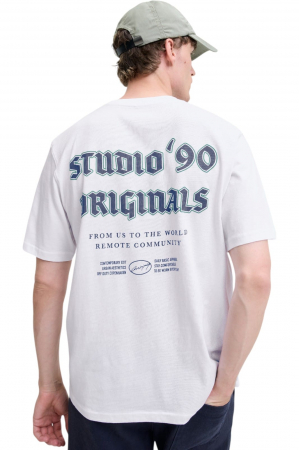 Tricou JACK &JONES Meadows Typo - 12283848-Bright White [1]