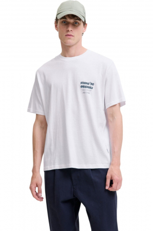 TRICOURI - Tricou JACK &JONES Meadows Typo - 12283848-Bright White