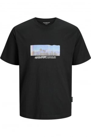 BĂRBAŢI - Tricou JACK &JONES Sago Photo Slub - 12276525-Black