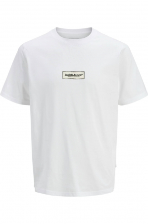 TRICOURI - Tricou JACK &JONES Split Fakestitch Branding - 12273182-Bright White