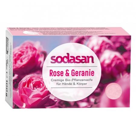 Săpunuri solide - Săpun bio cream Trandafir Geranium Sodasan