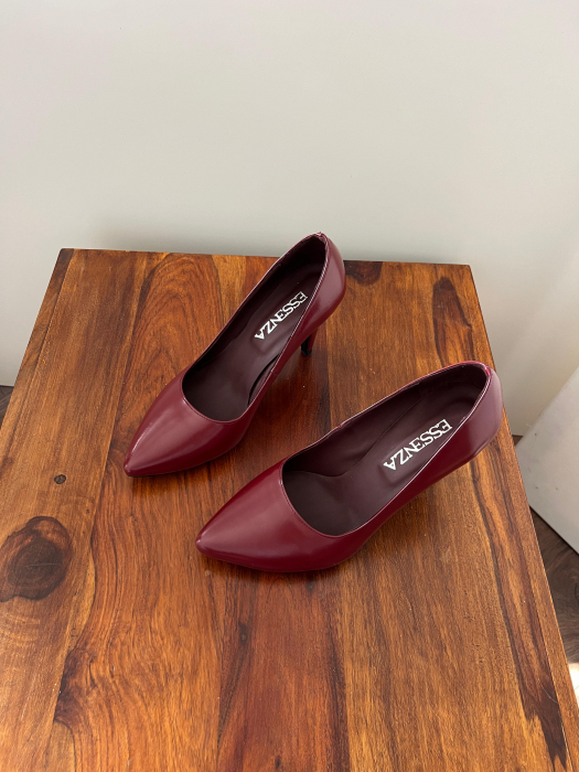 Pantofi stiletto din piele naturala visinie [5]