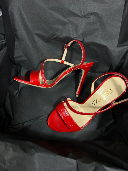 Sandale elegante din piele lacuita rosie, cu toc stiletto. [2]