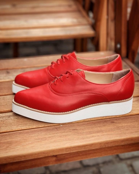 Pantofi oxford, din piele naturala rosie [2]