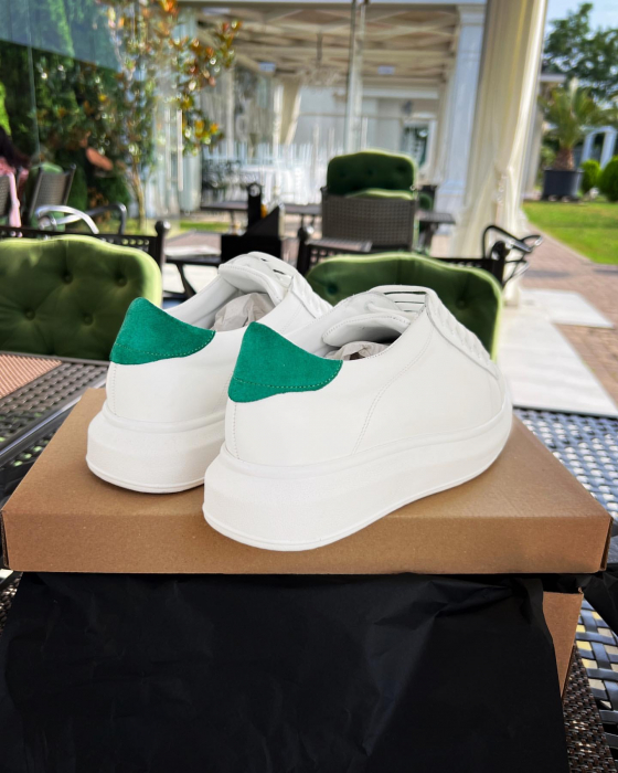 C127 sneakers white, green suede [2]