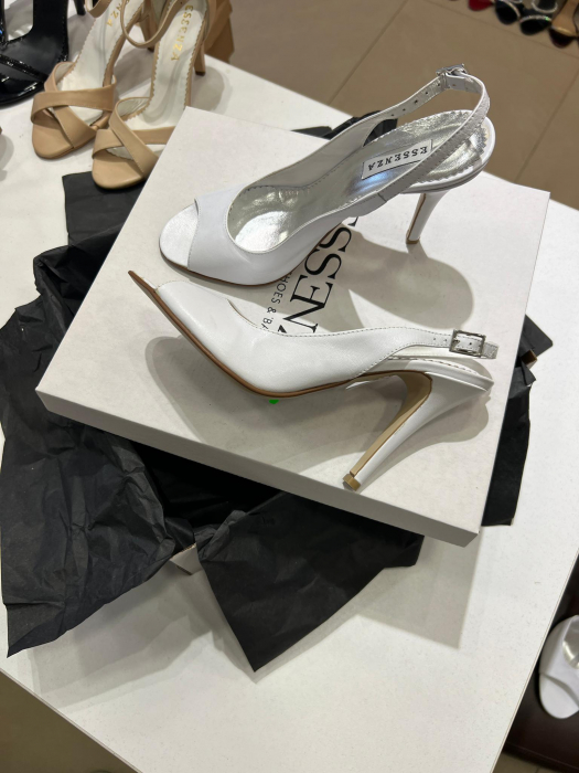 Pantofi stiletto din piele naturala alba [1]