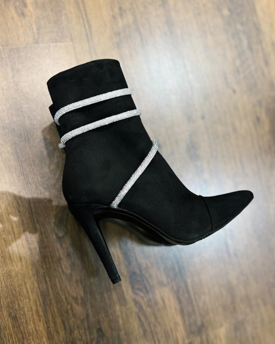 Botine Amina Crystal, din piele intoarsa neagra [4]