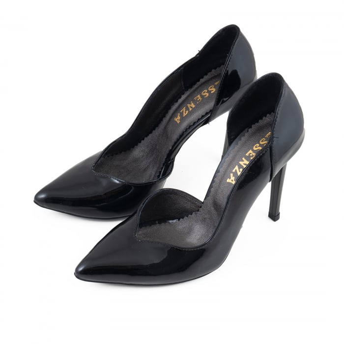 Pantofi stiletto din piele naturala neagra,cu decupaj interior si exterior intr-o linie eleganta [3]