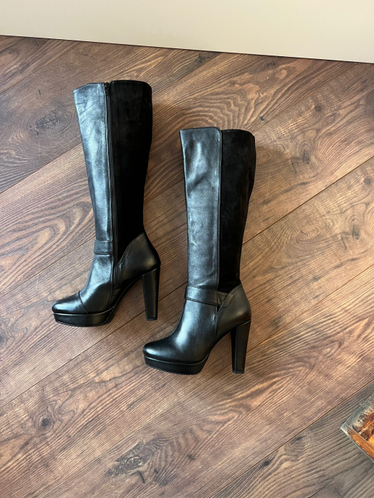 Cizme din piele neagra si piele intoarsa neagra [1]