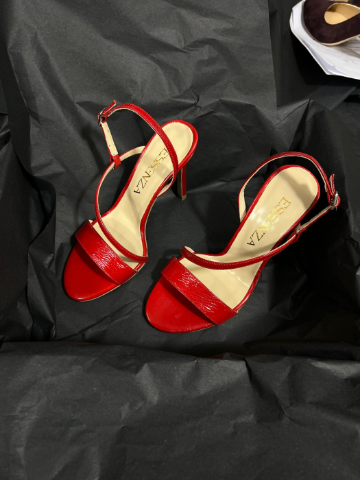 Sandale elegante din piele lacuita rosie, cu toc stiletto. [3]