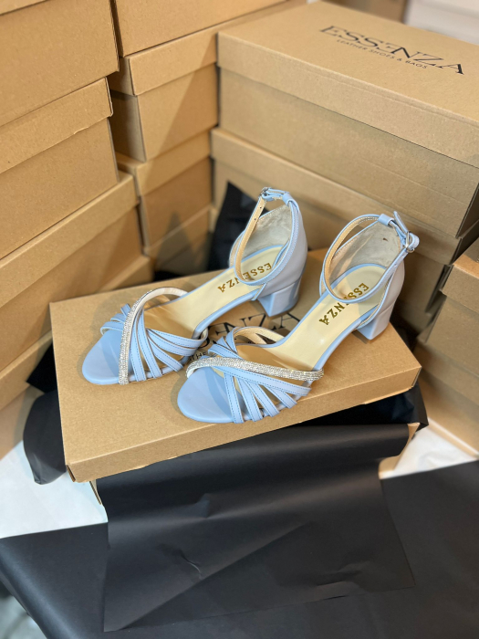Sandale cu barete  din piele baby blue si cristal argintiu [3]