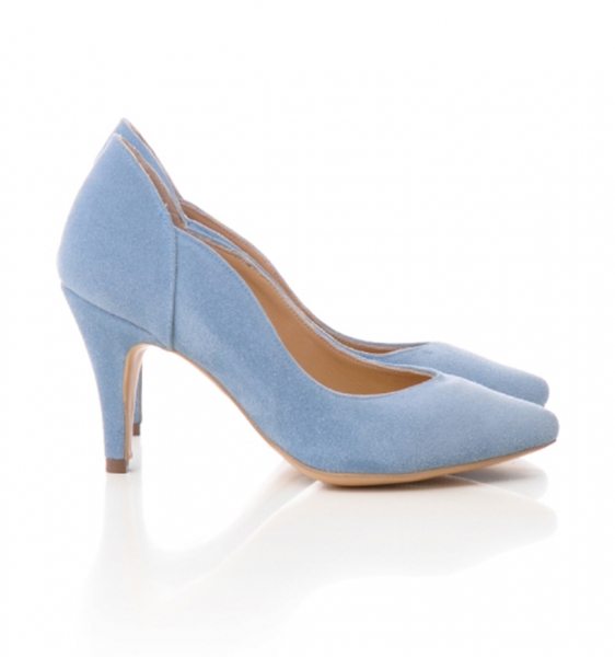 Pantofi stiletto din piele albastra intoarsa [2]